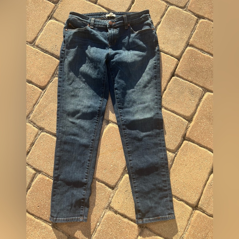 Eileen Fisher Straight Leg Jean Organic Cotton Sustainable Dark Wash Blue Size 2